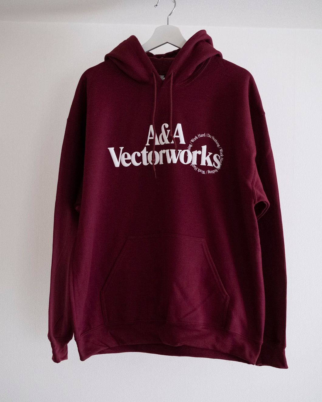 P/O Hoodie : Work Hard / Do Nothing (MAROON RED)